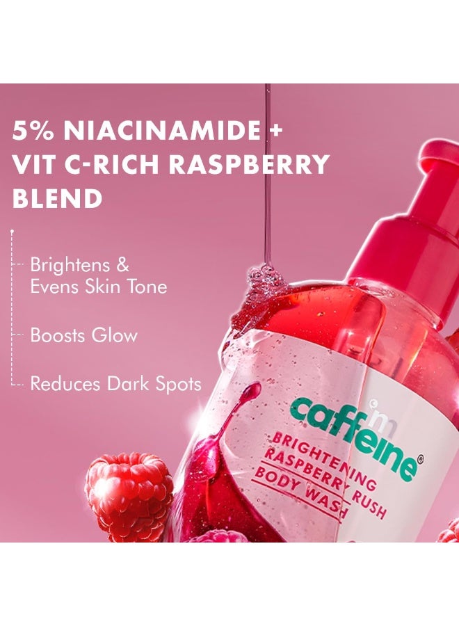 mCaffeine Brightening Body Wash - 5% Niacinamide & Raspberry | Winter Body Wash for Dry Skin | Vitamin C & Glycerin Hydration | Boosts Glow, Deep Cleanses & Softens Skin | Fruity Shower Gel - 300ml - Image 4